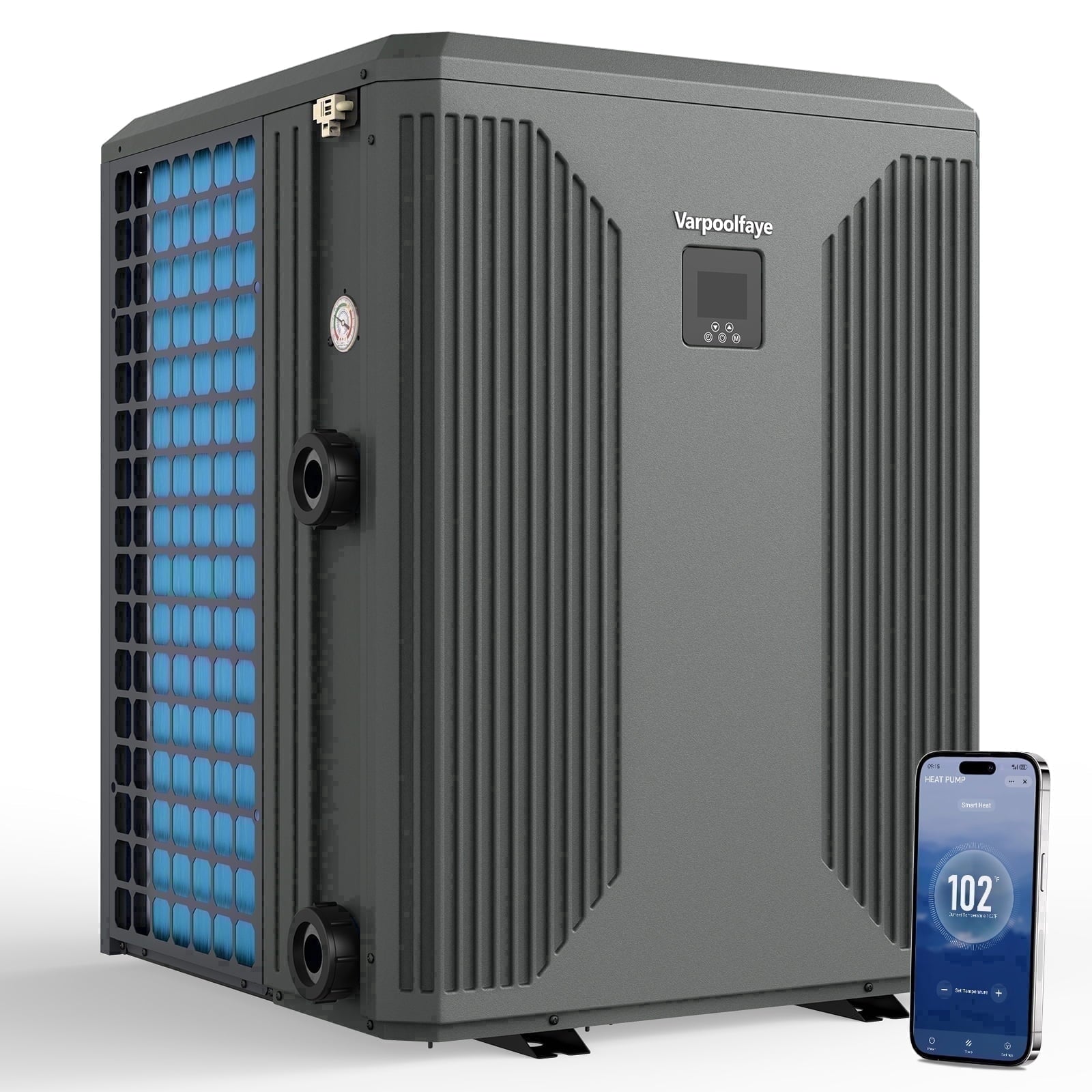 16000 BTU Electric Pool Heater for Above Ground Pool Swimming Pool Heat Pump 5000 Gallon Pool Heater 120V Heating Cooling WiFi Control 60Hz Spa