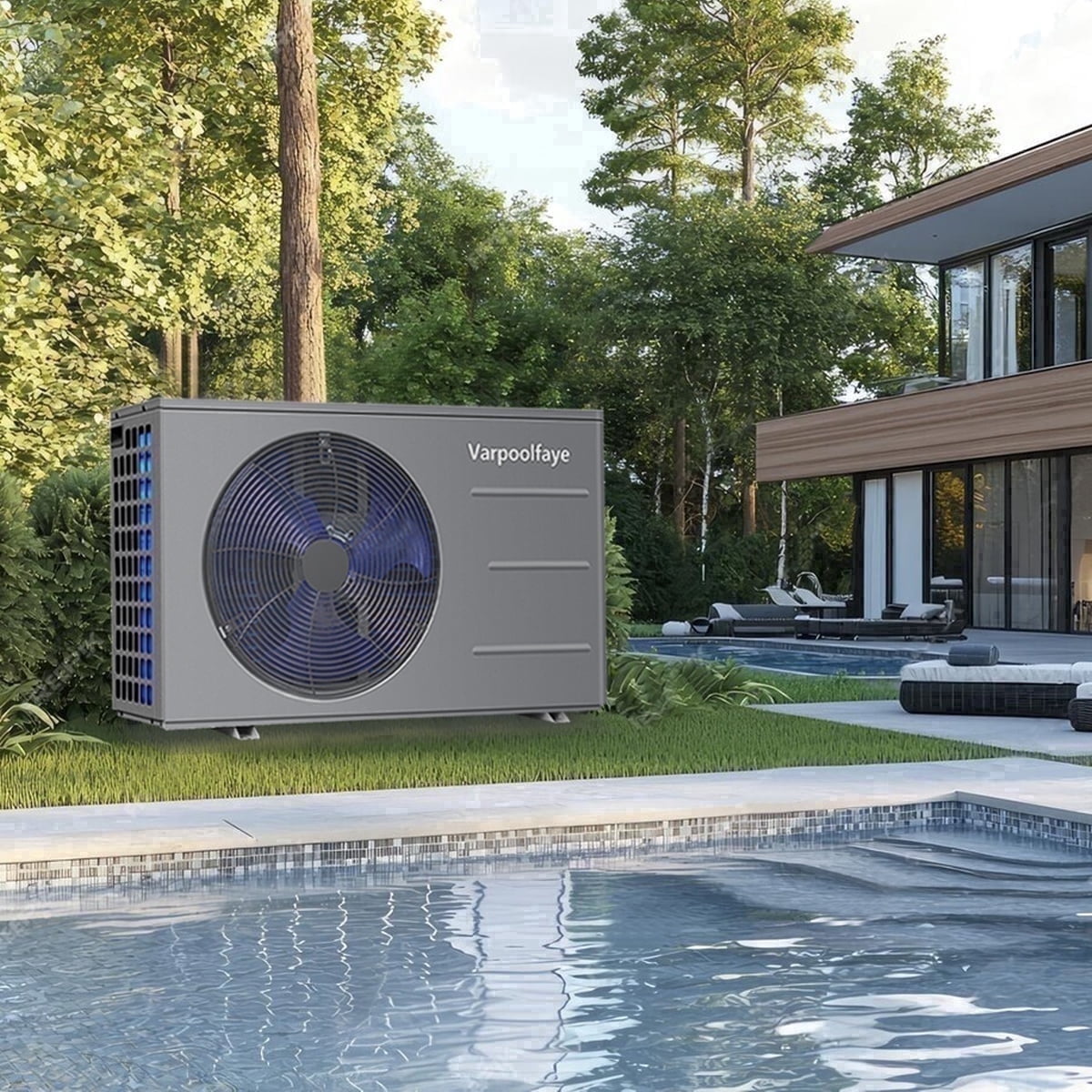 Above Ground Pool Heater, Up to 5000gallons Swimming Pool Heat Pumps, Fits 8/11/15 Ft Pools Electric Pool Water Heaters, Titanium Heat Exchanger, Max 16000BTU/hr, 110V~120V/60Hz