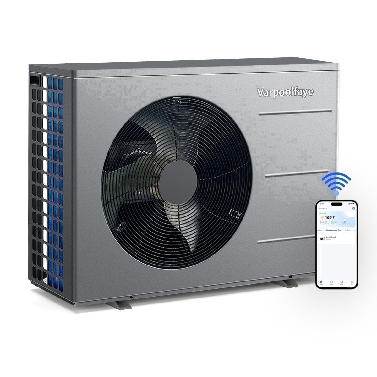 16000 BTU Electric Pool Heater for Above Ground Pool Swimming Pool Heat Pump 5000 Gallon Pool Heater 120V Heating Cooling WiFi Control 60Hz Spa