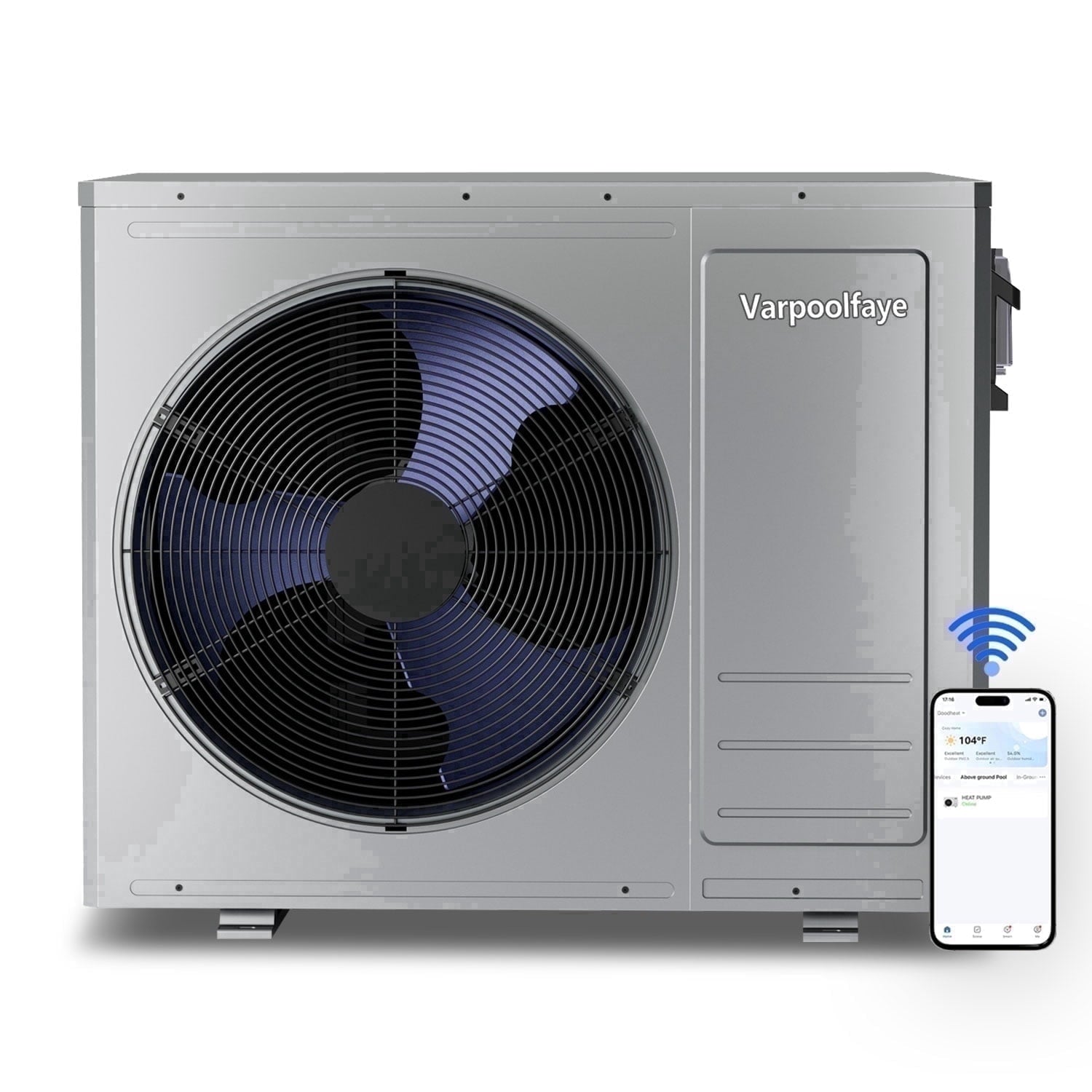 16000 BTU Electric Pool Heater for Above Ground Pool Swimming Pool Heat Pump 5000 Gallon Pool Heater 120V Heating Cooling WiFi Control 60Hz Spa