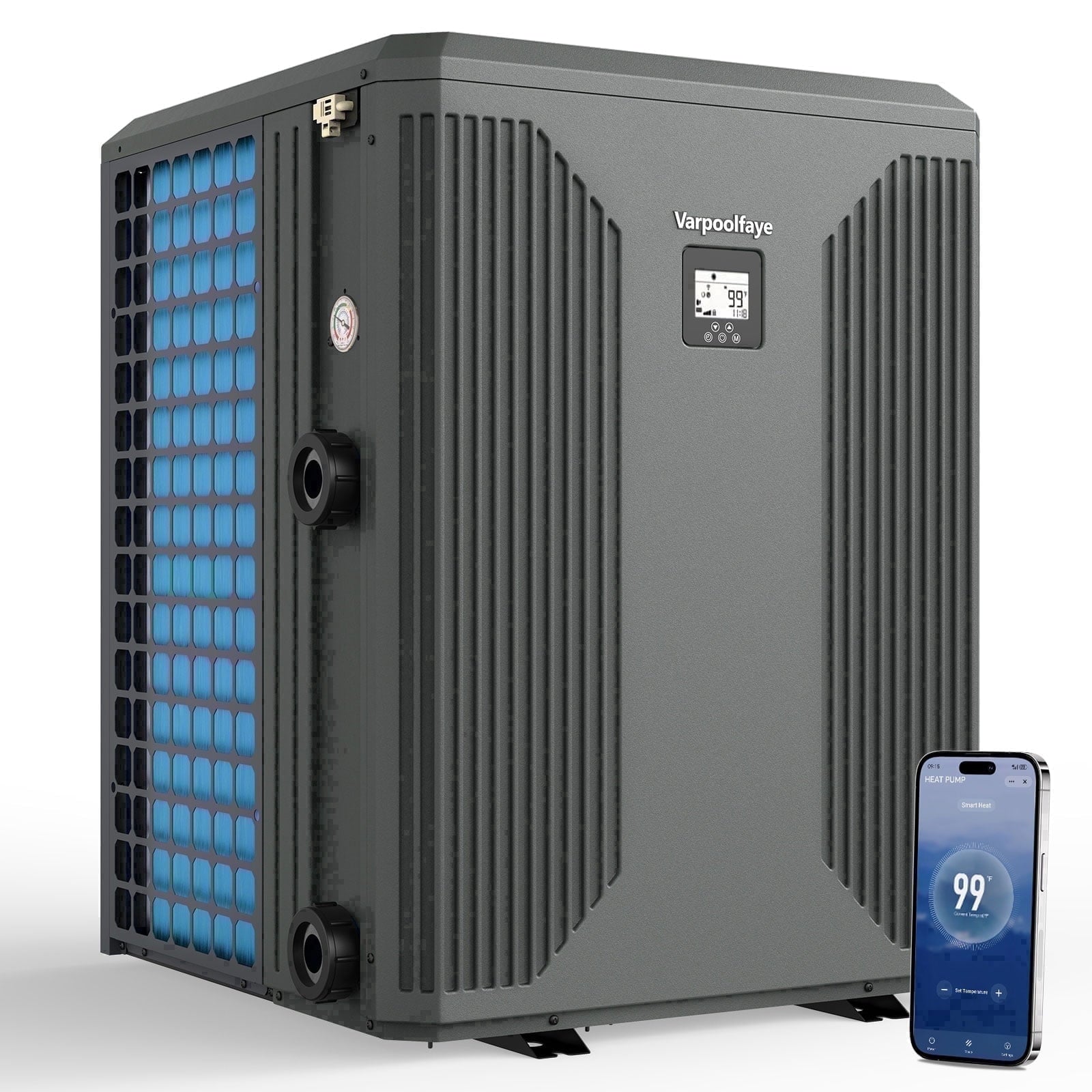 Above Ground Pool Heater, Up to 5000gallons Swimming Pool Heat Pumps, Fits 8/11/15 Ft Pools Electric Pool Water Heaters, Titanium Heat Exchanger, Max 16000BTU/hr, 110V~120V/60Hz