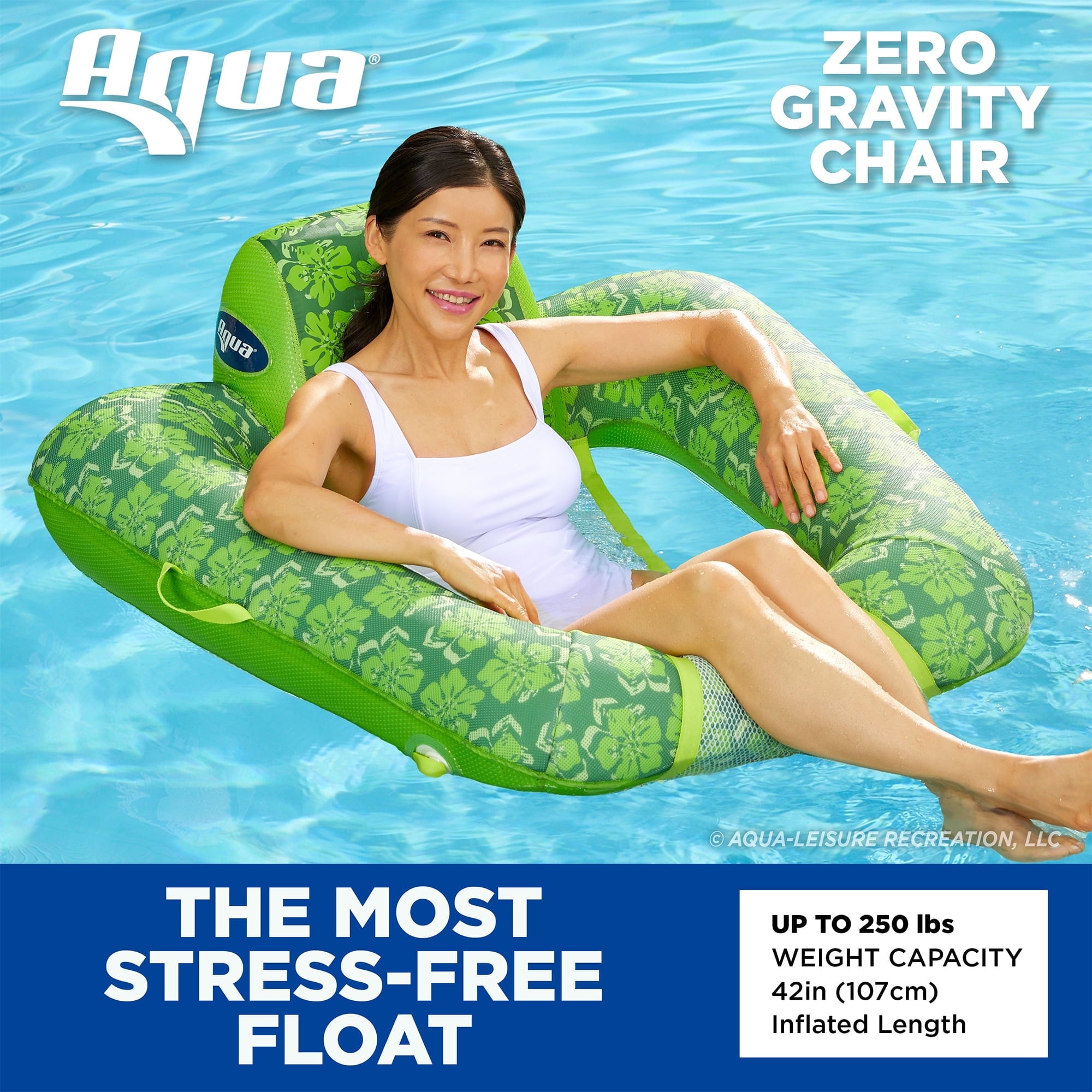 Aqua Leisure Zero Gravity Inflatable Swimming Pool Lounge Float, Green